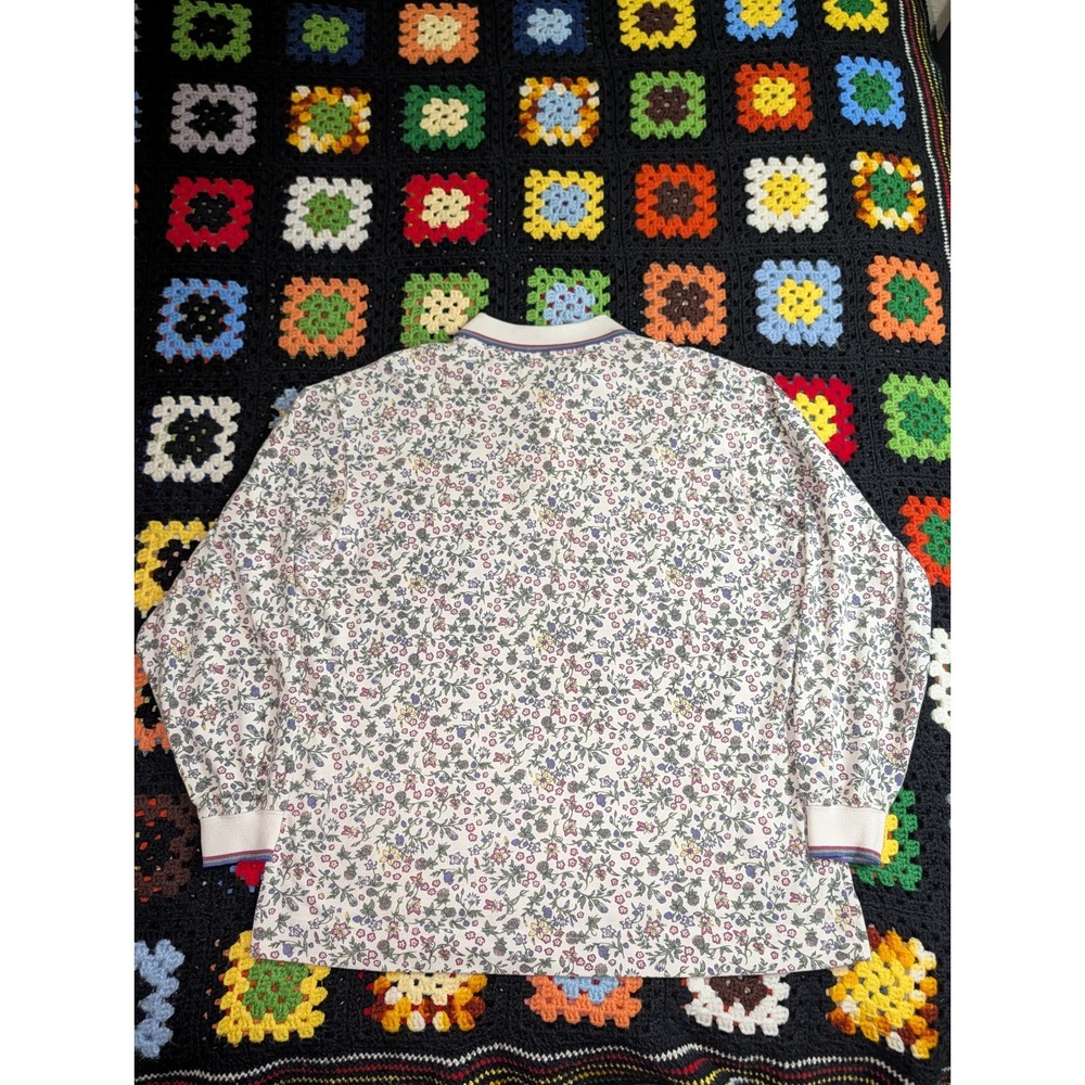 Vintage Levi's Travelers Long Sleeve Polo Shirt Women's Medium Floral - Picture 7 of 8